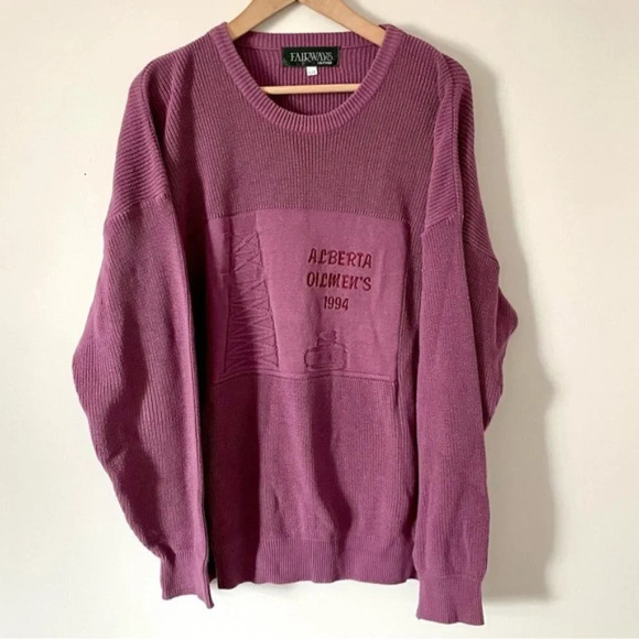 Vintage Embroidered Alberta Oilmen Knit Sweater - Picture 1 of 5